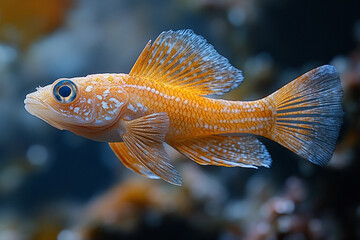 Obraz premium Orange Spotted Fish Swimming Underwater