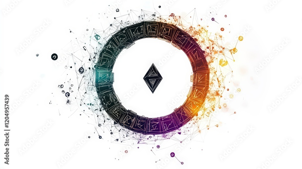Poster abstract geometric design with colorful patterns and shapes