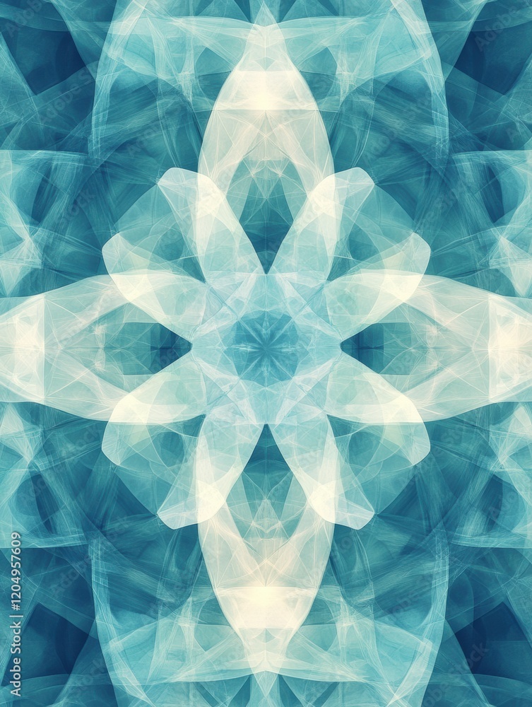 Leinwandbilder intricate blue floral pattern created with layers of translucent shapes and textures for modern deco