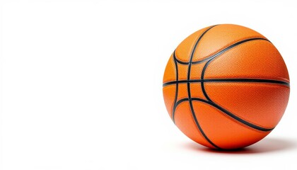 Fototapeta premium Orange Basketball on White Background Sports Equipment