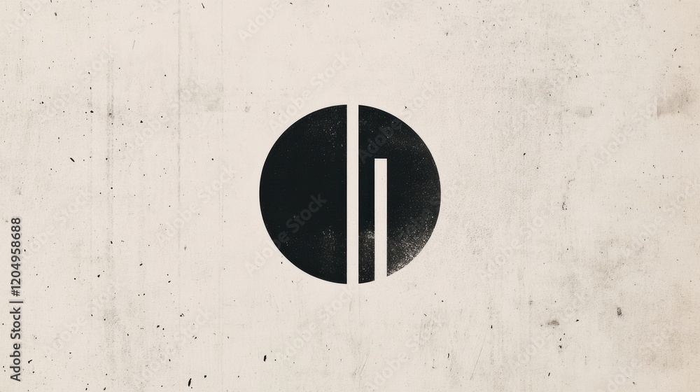 Leinwandbilder black circle with white vertical lines on textured surface showcases minimalist design aesthetic and