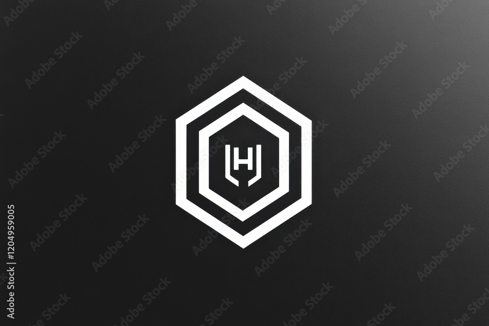 Aufkleber creative logo design featuring a hexagon shape and stylized lettering on a dark background. generati