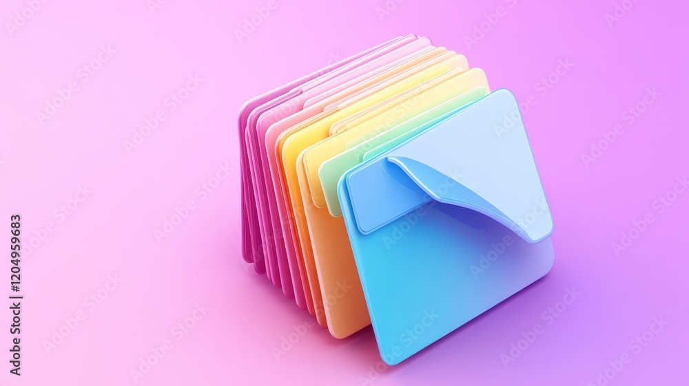 Aufkleber colorful file folders stacked on gradient background for organization