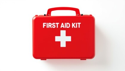 Obraz premium Red Plastic First Aid Kit with White Cross