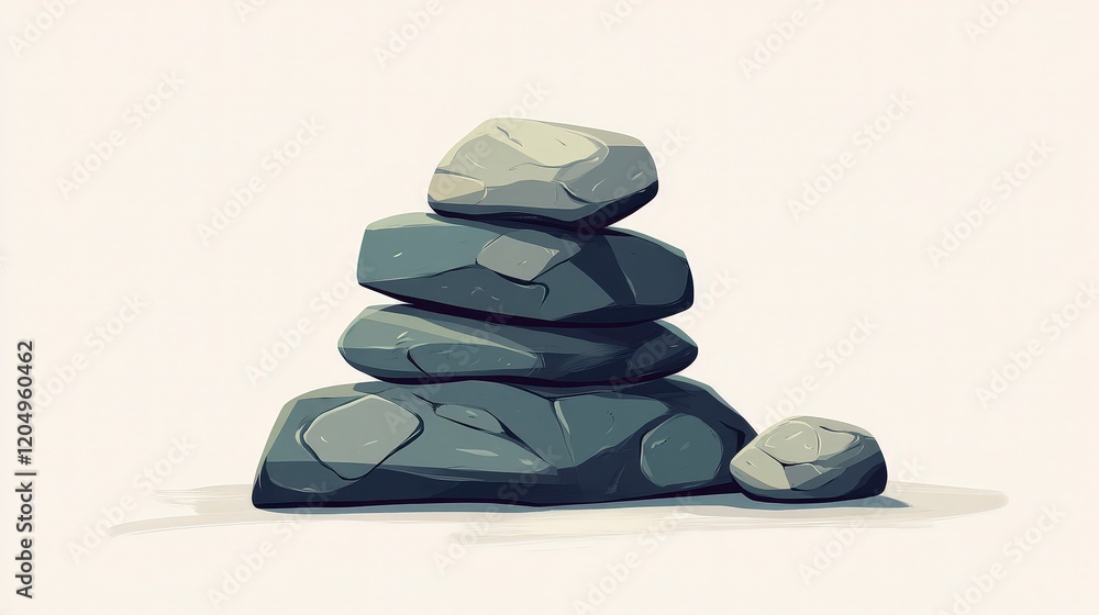 Poster smooth stones stacked in a minimalist style on light background