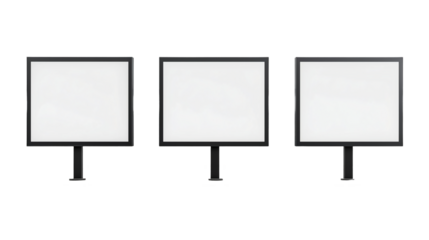 Blank advertising billboards, isolated on transparent background 