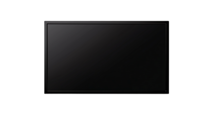 Black-bordered digital screen display, isolated on transparent background 