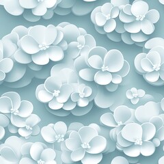 Soft 3D floral clouds arranged in a seamless repeating pattern . Seamless abstract 3d pattern background