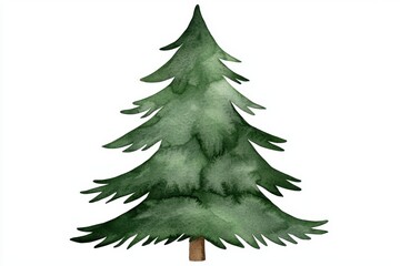 Fototapeta premium Watercolor Evergreen Christmas Tree Illustration