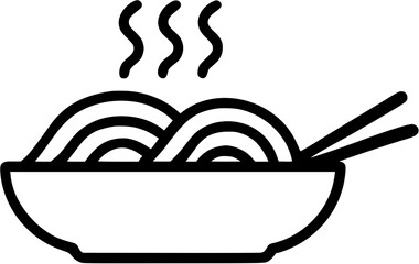 Yakisoba in outline icon style, japanese food theme.