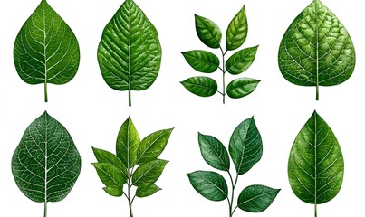 Verdant Watercolor Leaf Collection, a vibrant assortment of lush green foliage rendered in delicate watercolor, showcasing nature's serene beauty.
