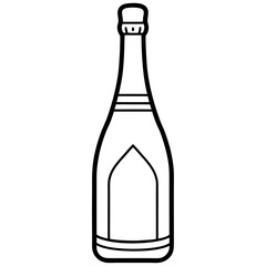 Champagne Bottle Line Drawing Illustration