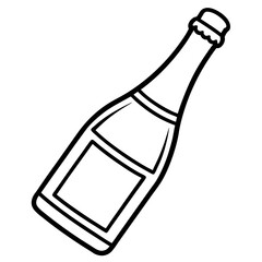 Champagne Bottle Line Drawing Illustration