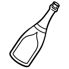 Champagne Bottle Line Drawing Illustration
