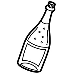 Champagne Bottle Line Drawing Illustration
