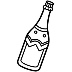 Champagne Bottle Line Drawing Illustration