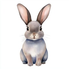 Adorable Watercolor Grey Bunny Rabbit Illustration
