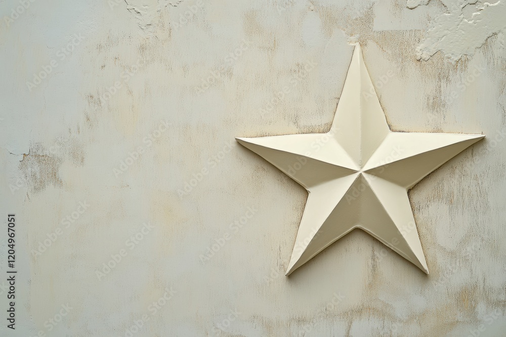Poster white star decoration on a textured light wall in a cozy indoor setting during daylight hours. gener