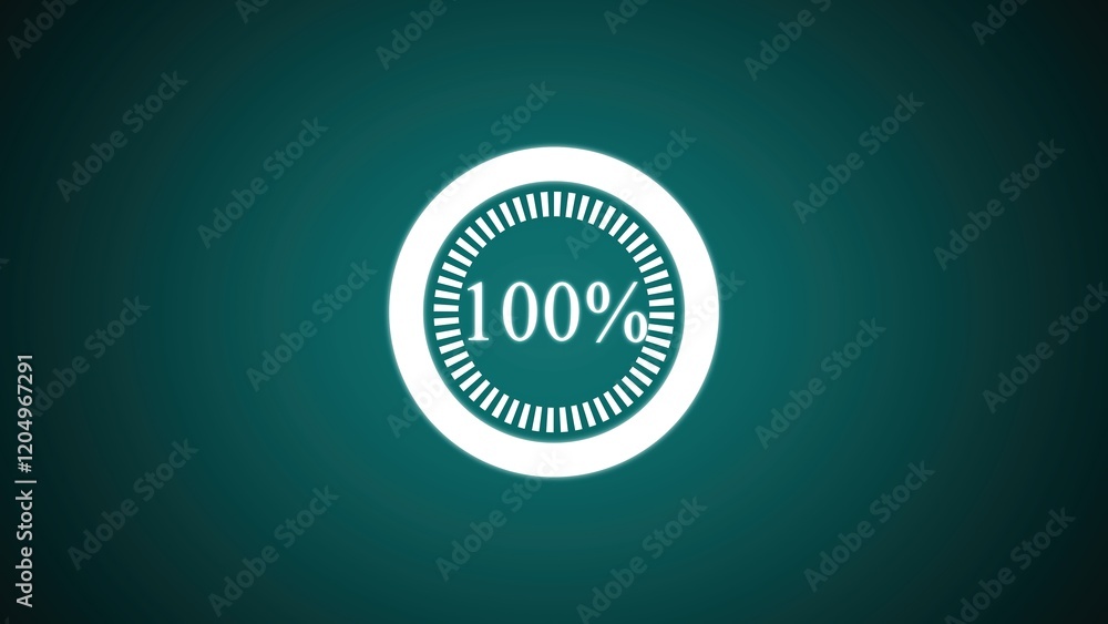 Poster circle loading bar with 100% completion, showing full progress in a sleek design.