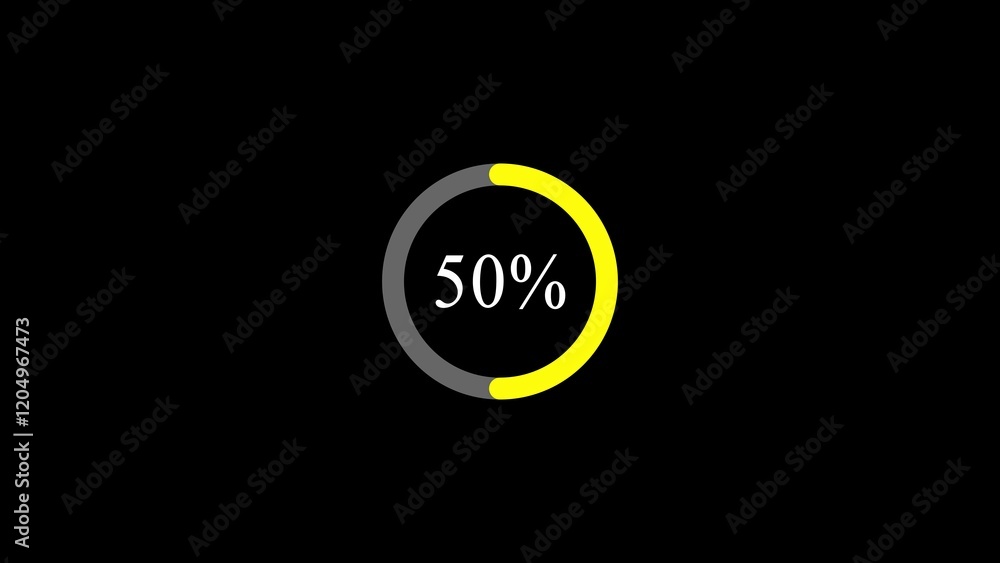 Poster a loading bar illustration at 50% completion, featuring a circular progress bar design, perfect for 