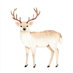 Adorable Watercolor Deer Illustration Gentle Fawn with Antlers