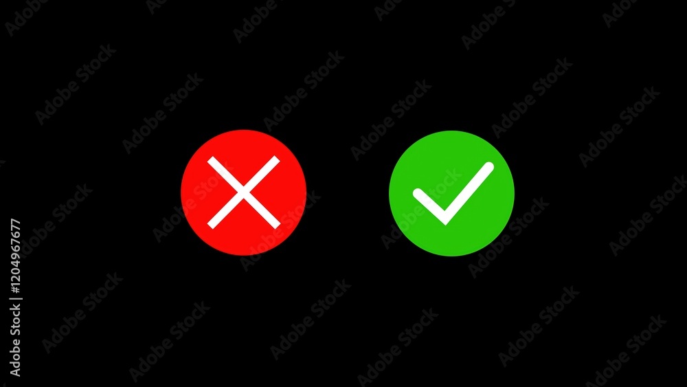 Poster yes or no displayed on a black background, featuring a clear check mark or cross symbol for instant 