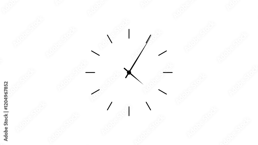 Poster a clock icon with clear hands displayed against a white background, designed to highlight precise ti