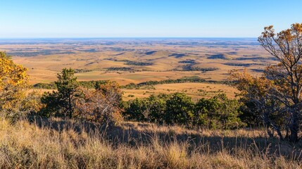 Autumn Prairie Hilltop Vista Vast Plains Sunset