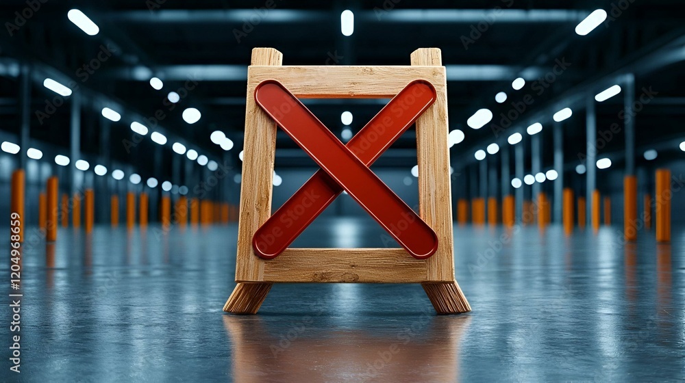 Poster no entry sign on an easel, a striking visual representation of restricted access, emphasizing bounda