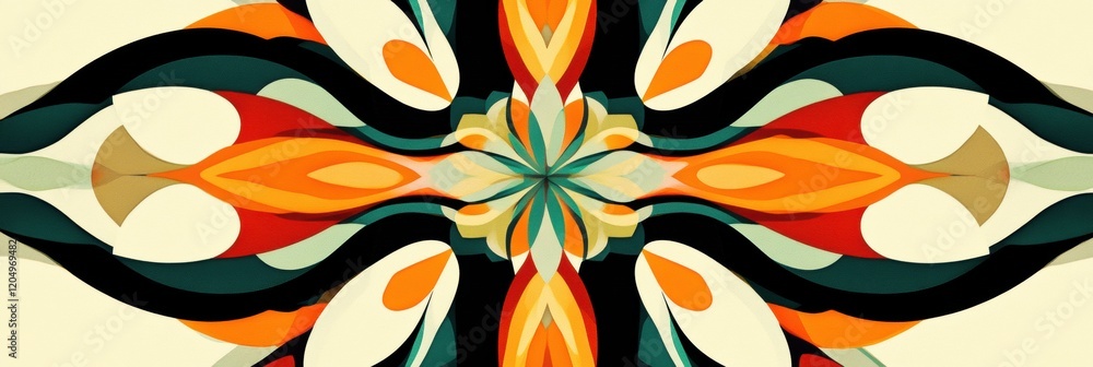 Aufkleber Colorful abstract design featuring vibrant shapes and patterns in a symmetrical arrangement suitable for digital backgrounds. Generative AI