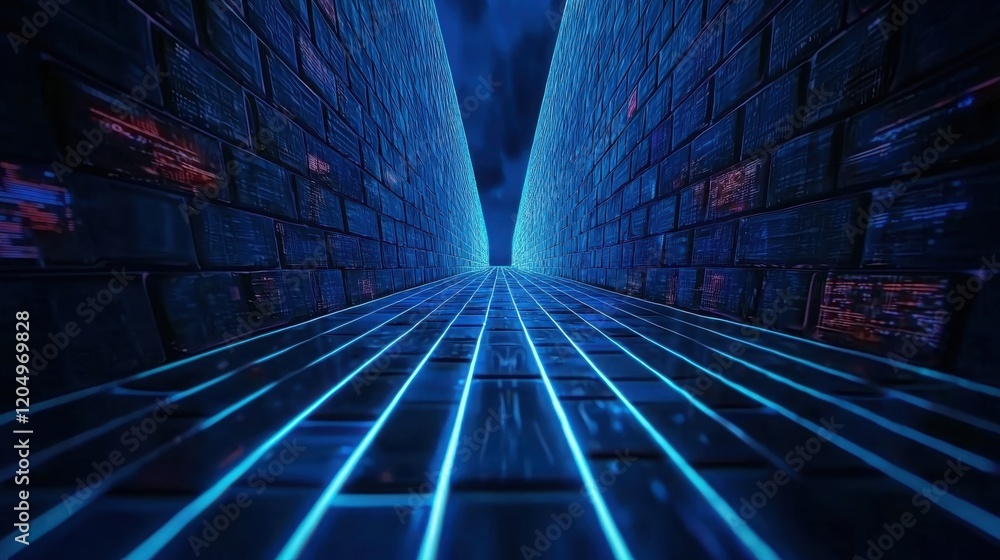 Poster futuristic bridge with laser beams creating a high-tech visual experience