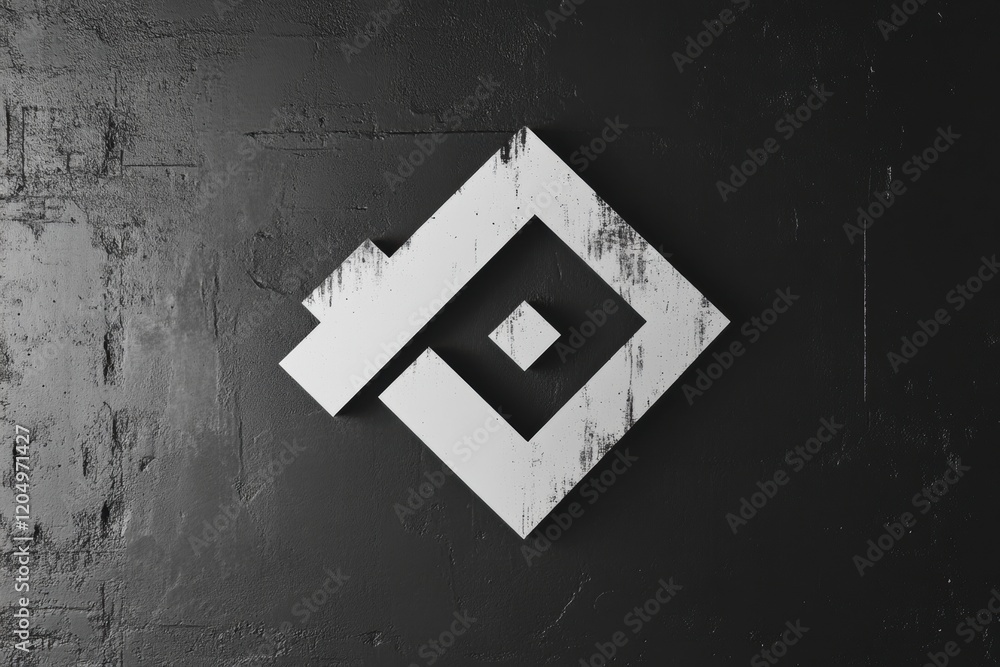 Aufkleber Modern geometric design displayed on a textured black background with white elements creating contrast and emphasis. Generative AI