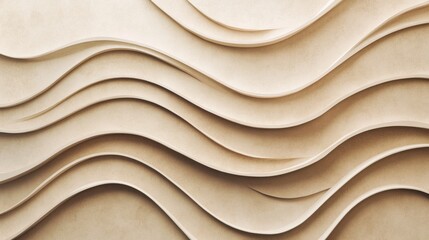 Wavy textured wall design in neutral tones showcasing modern architectural aesthetic and elegance in interior decor. Generative AI
