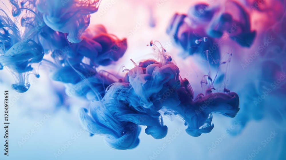 Poster ink drops swirling and dissolving in water, creating a smooth, flowing, and abstract background.
