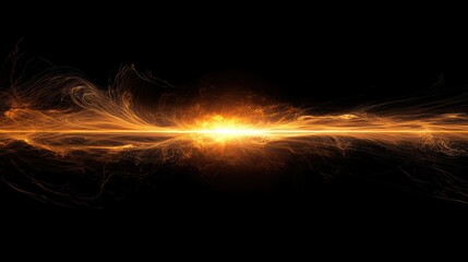 A vivid sun flare with streaks of light radiating outward, blending into a smooth black backdrop.