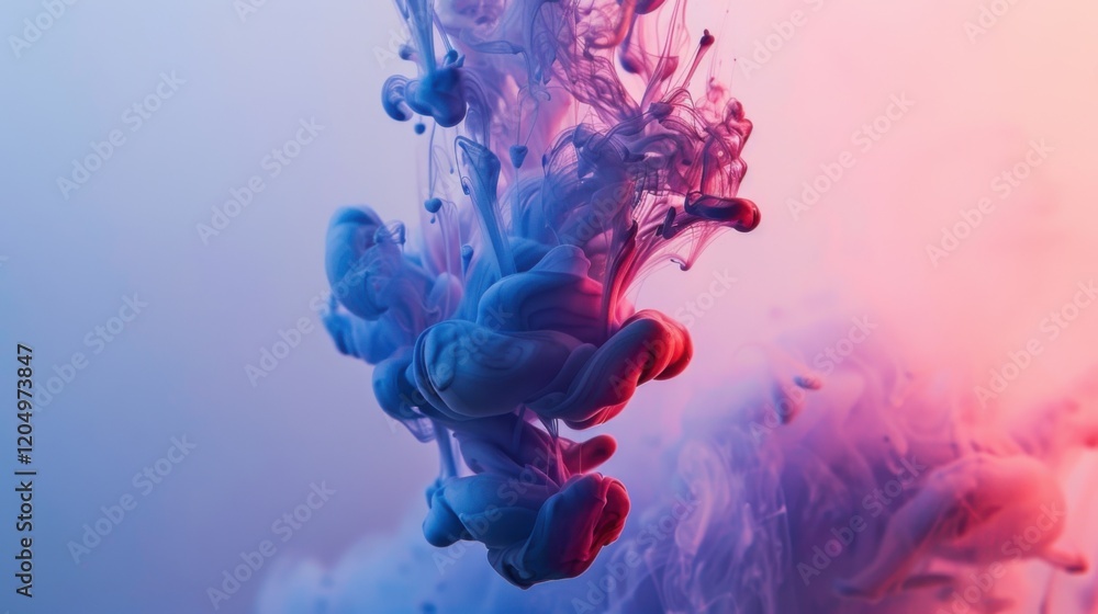 Poster ink drops swirling and dissolving in water, creating a smooth, flowing, and abstract background.