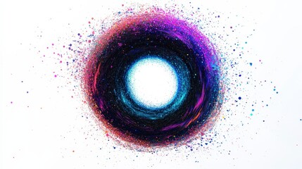 Vibrant Abstract Swirl with Colorful Particle Burst Effect