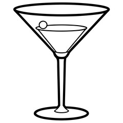 Elegant Line Art Martini Glass Illustration