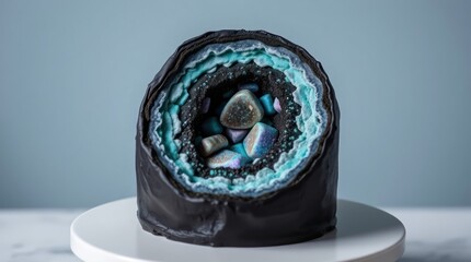 Statue of a person wearing a mask and military uniform with a cap, jewelry, and a badge