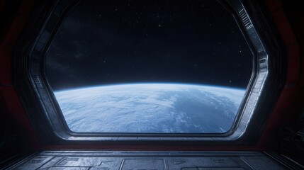 Stunning View from a Futuristic Space Station Overlooking a Distant Planet in Orbit