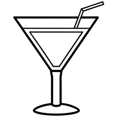 Elegant Line Art of Cocktail Glass