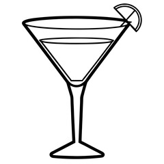 Elegant Line Art of Cocktail Glass