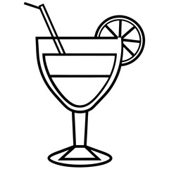 Elegant Line Art of Cocktail Glass