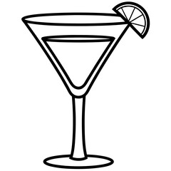 Elegant Line Art of Cocktail Glass