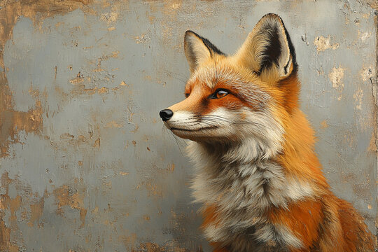 Majestic Red Fox Portrait Against Textured Background