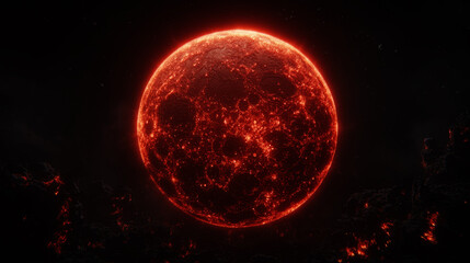 Fototapeta premium A red planet with a fiery surface