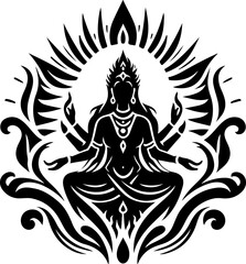 vector sketch illustration logo icon design traditional ethnic classic vintage god goddess symbol with lots of ornaments.eps