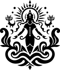 vector sketch illustration logo icon design traditional ethnic classic vintage god goddess symbol with lots of ornaments.eps