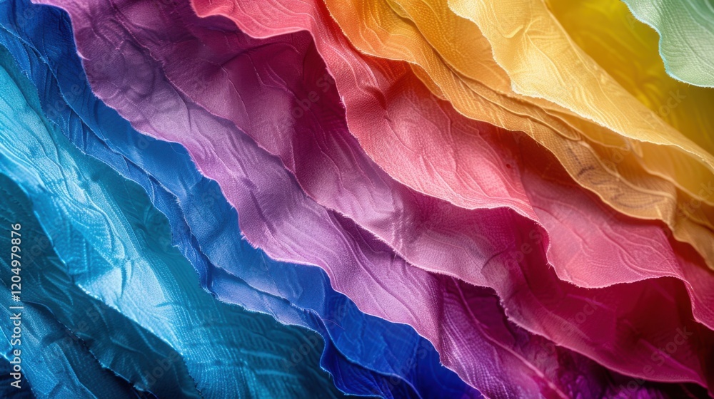 Poster close-up of multicolored textured sheets creating a vibrant and abstract background, perfect for cre