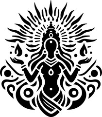 vector sketch illustration logo icon design traditional ethnic classic vintage god goddess symbol with lots of ornaments.eps